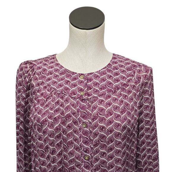 Anthropologie Maeve Womens Medium Multicolor Orli Bibbed Button Down Long Sleeve - Picture 7 of 8